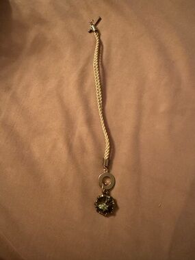 Gold-Tone Green Crystal Pendant Bracelet - Women Jewelry